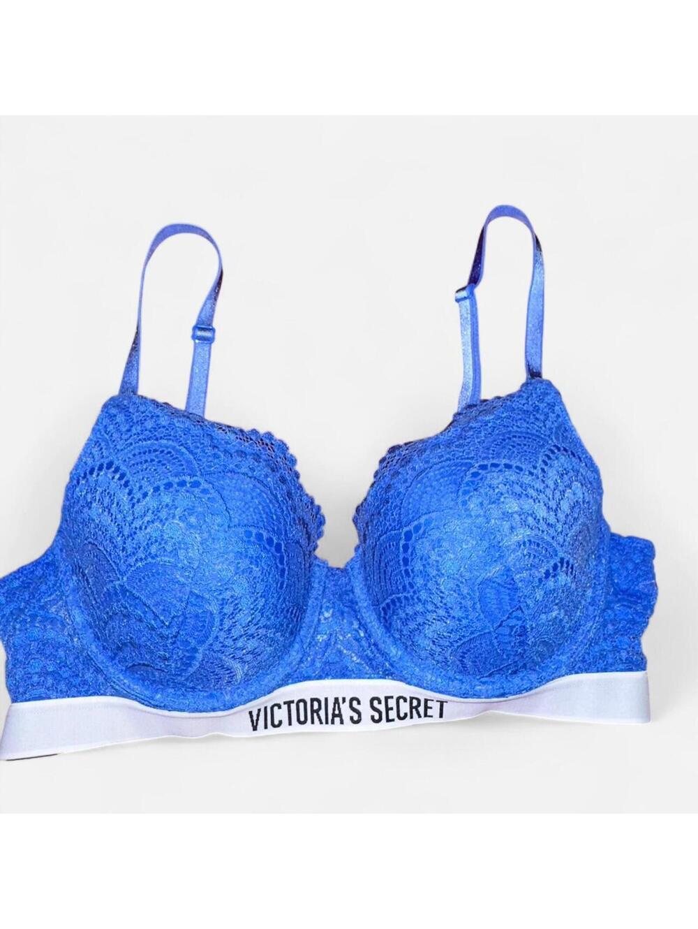 Victoria’s Secret Blue Lace Logo Band Bra 36B